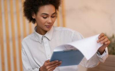 woman reviewing document